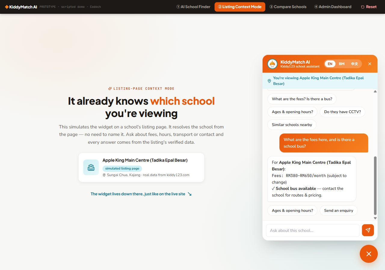 Listing Context Mode — exact fact answers for Apple King